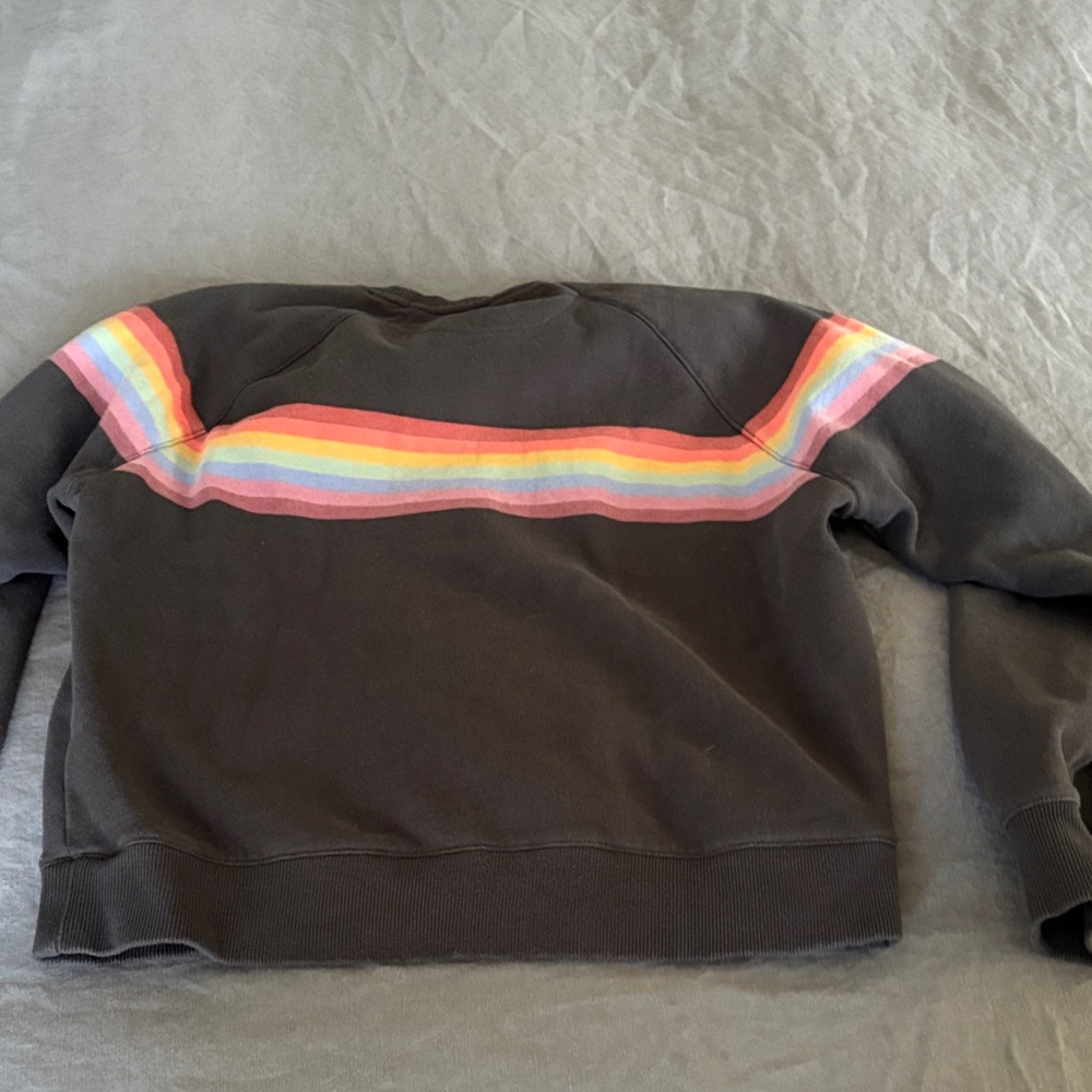 Marine Layer Black Sweatshirt with Rainbow Stripes - Picture 4 of 4